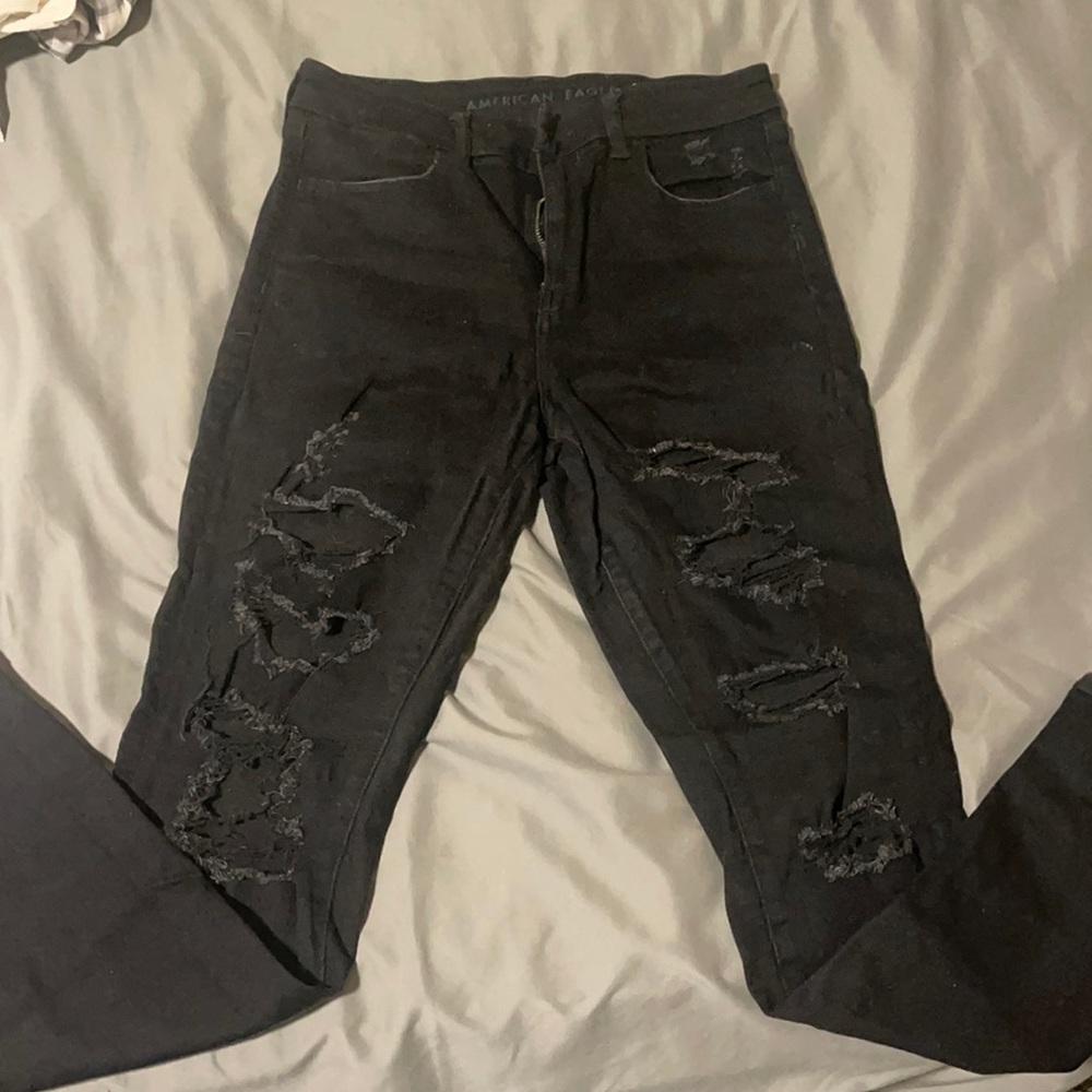 American eagle black ripped jeans